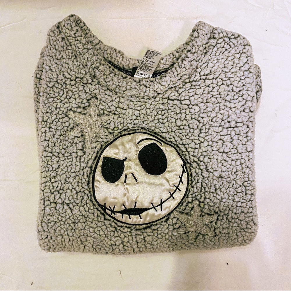 Grey Nightmare before Christmas Skeleton Sherpa